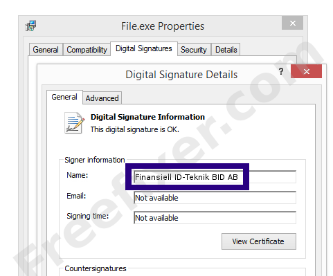 Screenshot of the Finansiell ID-Teknik BID AB certificate